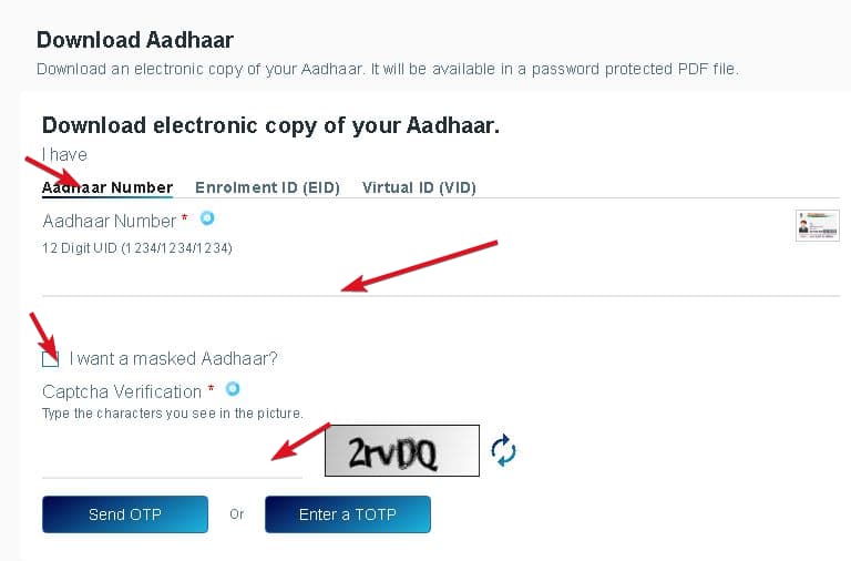आधार कार्ड नंबर से आधार कार्ड कैसे डाउनलोड करें