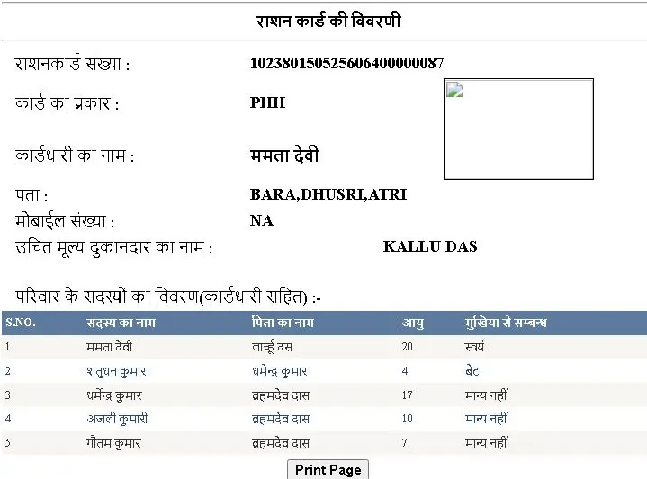 बिहार राशन कार्ड