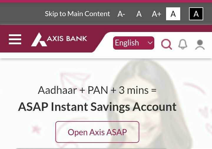 Axis Bank Asap Account Opening Online in Hindi