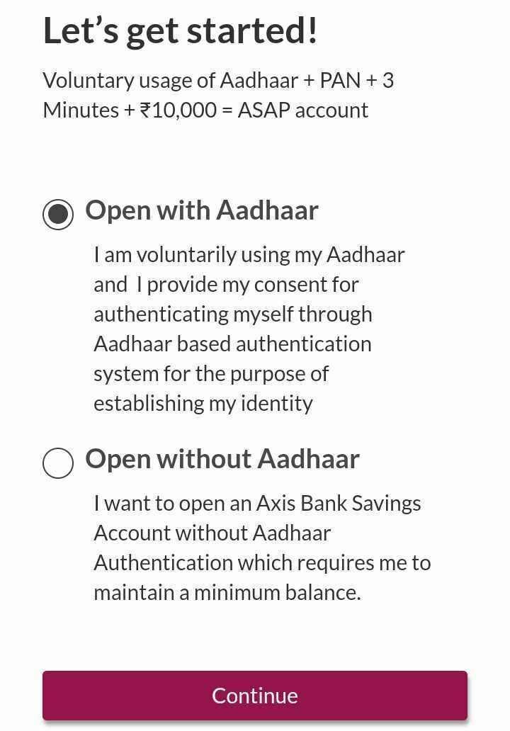 Axis Bank Asap Account Opening Online in Hindi