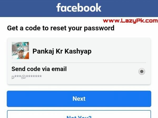 Facebook Password Reset करने के लिए Next बटन पर क्लिक करदे आपको कुछ ही देर में एक OTP प्राप्त होगा उसे नेक्स्ट Page पर enter करदे।