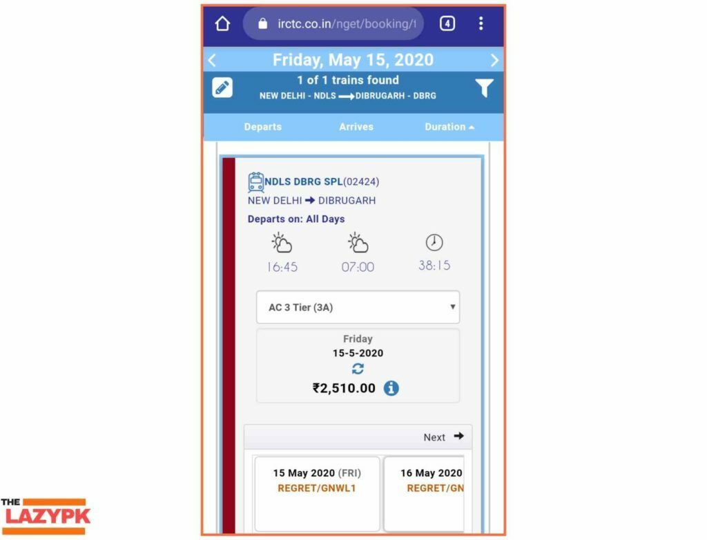 Special Train Ticket Booking