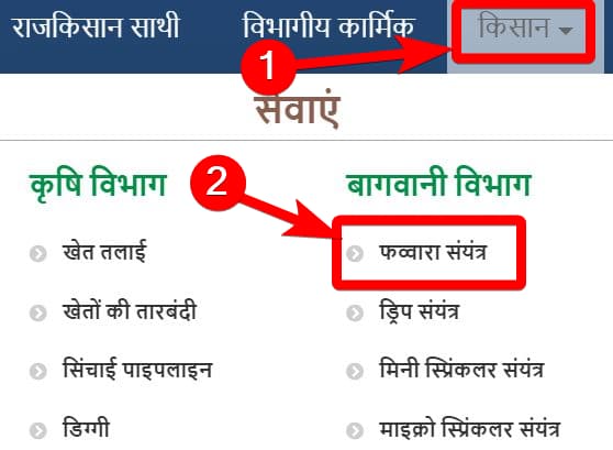 राजस्थान फव्वारा संयंत्र सब्सिडी योजना में ऑनलाइन आवेदन कैसे करें How to apply online in Rajasthan Fountain Plant Subsidy Scheme