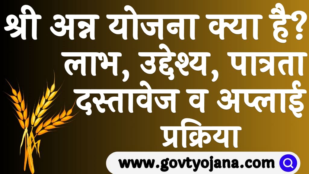 श्री अन्न योजना क्या है  लाभ, उद्देश्य, पात्रता, दस्तावेज व अप्लाई प्रक्रिया  Shree Anna Yojana