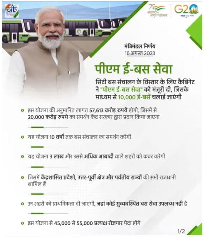 पीएम ई बस सेवा योजना 2023 PM E Bus Seva Yojana